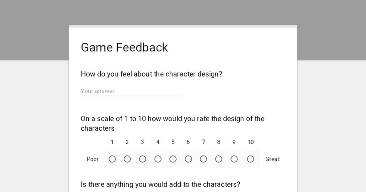 Gamer Feedback 2
